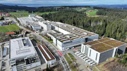 The impressive aerial view of Liebherr-Aerospace Lindenberg GmbH (Germany) reveals the company’s modern facilities nestled in the scenic landscape of southern Germany.