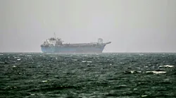 A vessel is anchored off the coast of Sharjah in the United Arab Emirates on Aug. 3, 2026. Iran's foreign ministry said on August 3 there were currently no negotiations with the United States but talks were taking place with Oman on management of the strategic Strait of Hormuz. Iran has kept control of Hormuz since the outbreak of the war in the Middle East on February 28.