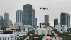 A drone view of a new police drone flying over downtown St. Petersburg. The city's law enforcement agency recently expanded its fleet to 14 drones -- which can read license plates from a mile away.
