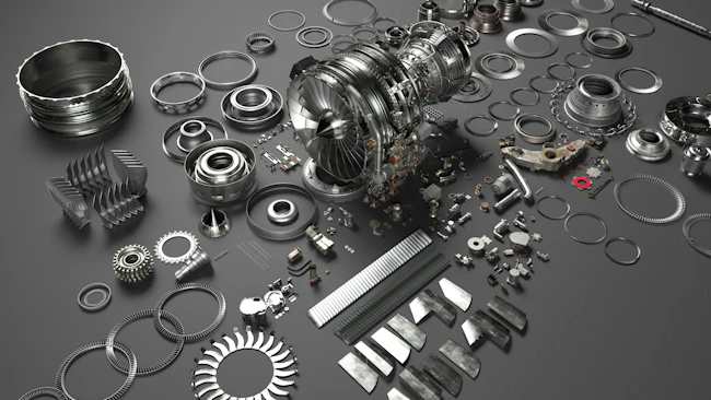 A collection of parts on a gray surface