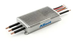 A metal box with wires coming out of both ends and a label on it that reads: ALLIENT