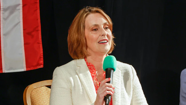 U.S. Rep. Kathy Castor, D- Tampa, speaks during a town hall on Aug. 19, 2025, in Tampa. Castor sent a letter to Tampa International Airport's CEO and the Hillsborough Aviation Authority chair to drop the Transportation Security Administration Gold+ program. That program privatizes security and equipment management.
