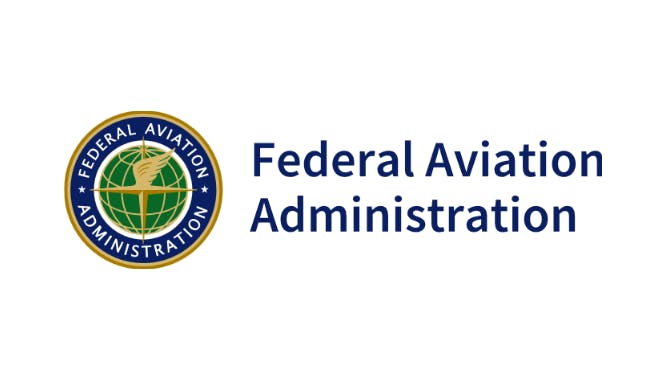 A logo with an illustration of a globe and text that reads: Federal Aviation Administration