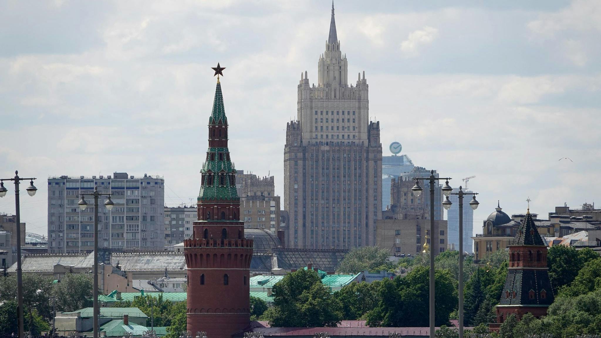 A Kremlin building (L) and the Foreign Ministry (C) stand in the heart of the capital.