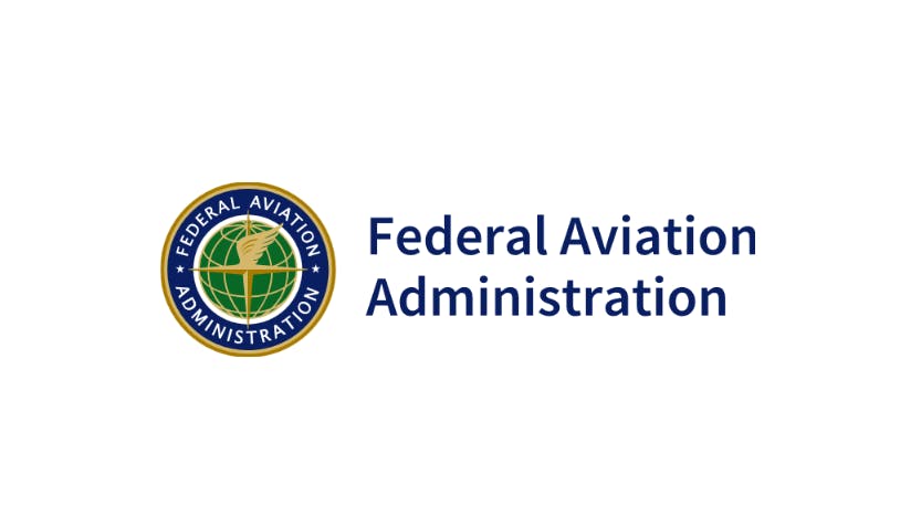 A logo with an illustration of a globe and text that reads: Federal Aviation Administration