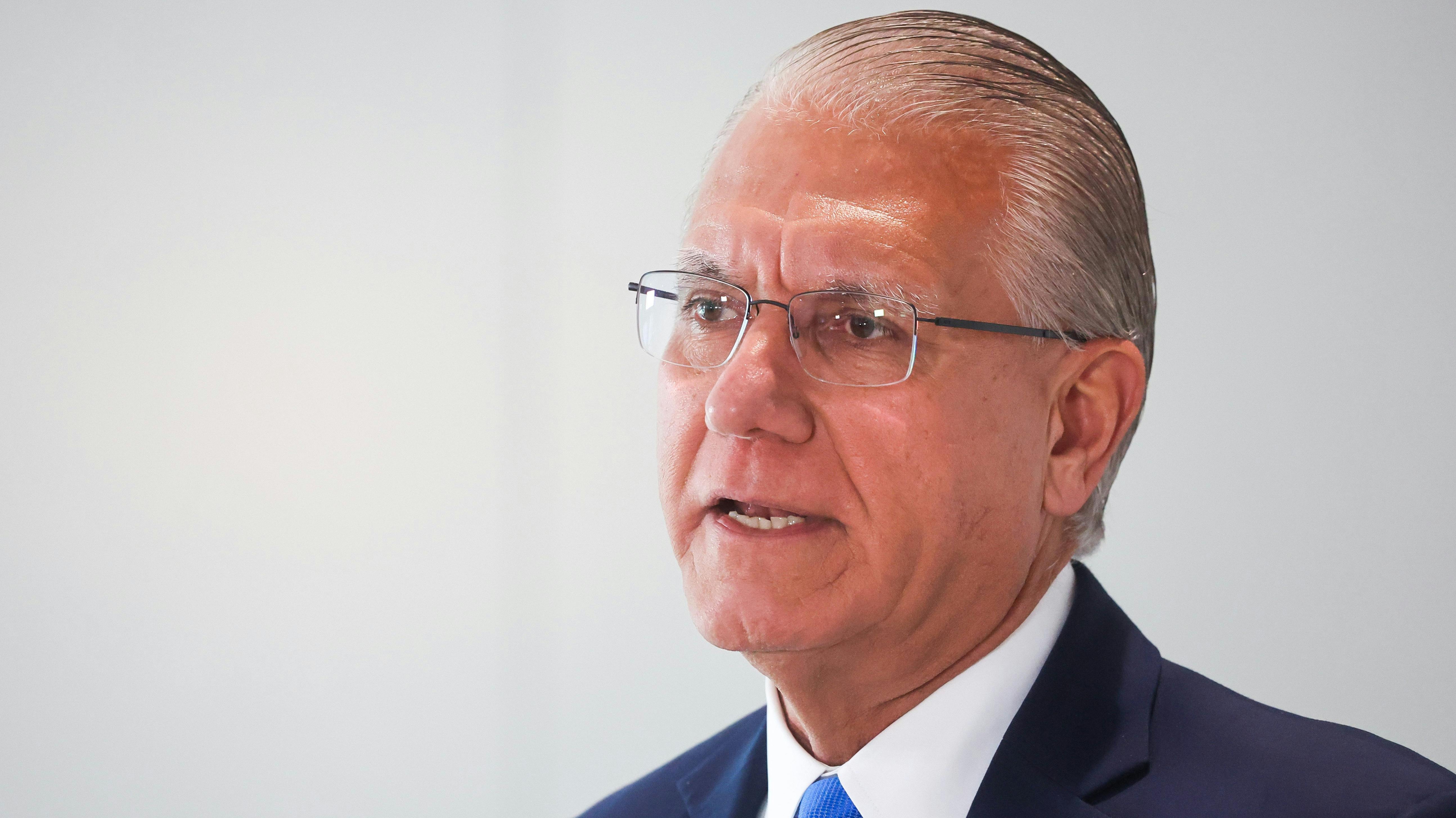 Tampa International Airport Chief Operating Officer John Tiliacos answers questions about the airport's decision to drop airport privatization during a news conference at SkyCenter One at the airport on Monday in Tampa.