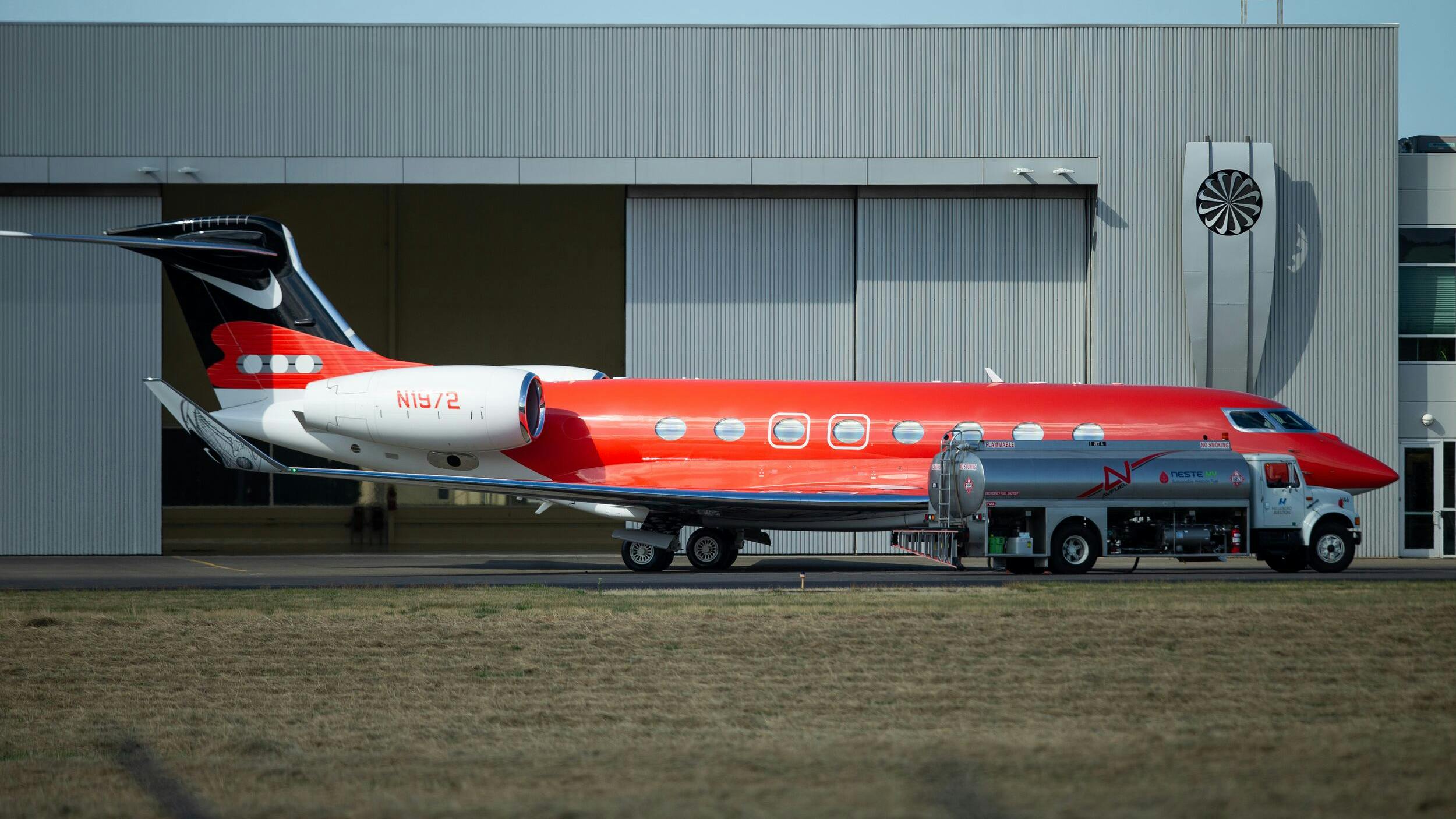 One of Nike's private jets is prepared for takeoff from the Hillsboro Regional Airport in Hillsboro, OR, on Tues, July 23, 2024.