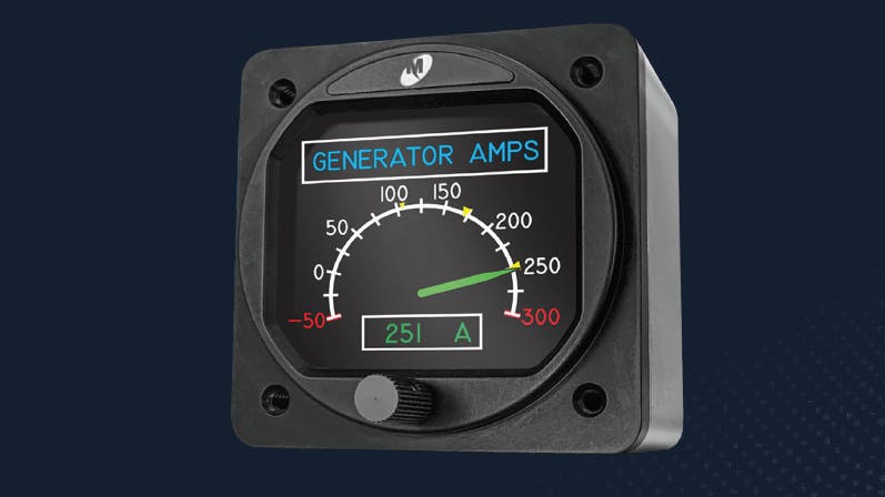 A small black box with a meter on the front and a label that says: GENERATOR AMPS
