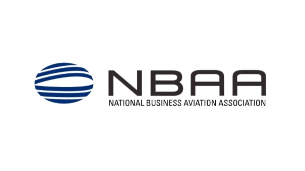 A logo with a blue illustration of a globe and text that reads: NBAA National Business Aviation Association
