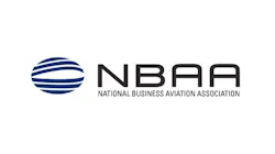 A logo with a blue illustration of a globe and text that reads: NBAA National Business Aviation Association