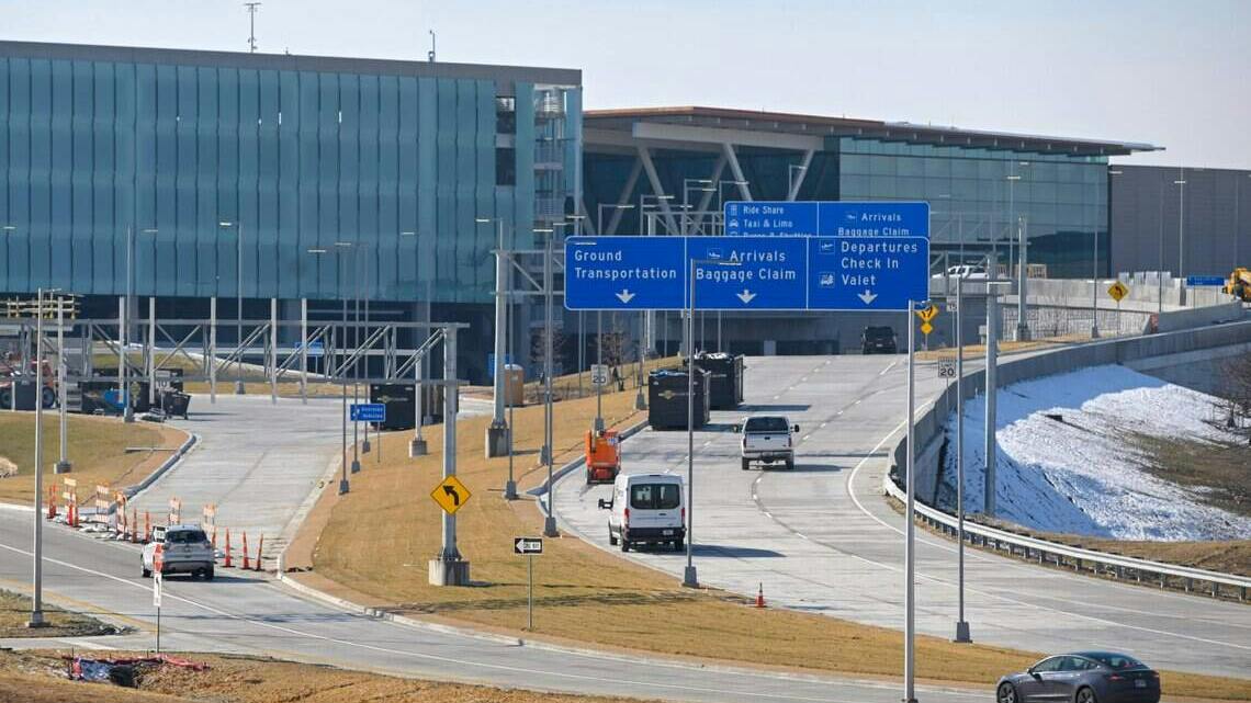 Construction continues on the new KCI airport terminal, which plans to open this spring. Construction began in 2018 and cost estimate $1.5 billion.