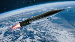 A missile flying in the atmosphere, with Earth in the background
