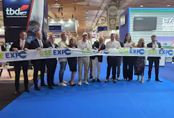 Miguel Pito Luz, Minister of Infrastructure and Housing of Portugal, cuts the ribbon for GSE Expo Europe in Lisbon on Tuesday, Sept. 17.