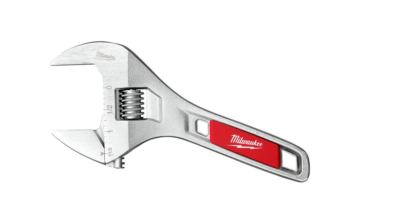 A wrench with a red label on it that reads: Milwaukee