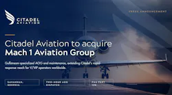 An infographic with text that says: Citadel Aviation to acquire Mach 1 Aviation Group