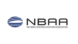 A logo with a blue sphere and text that reads: National Business Aviation Association NBAA