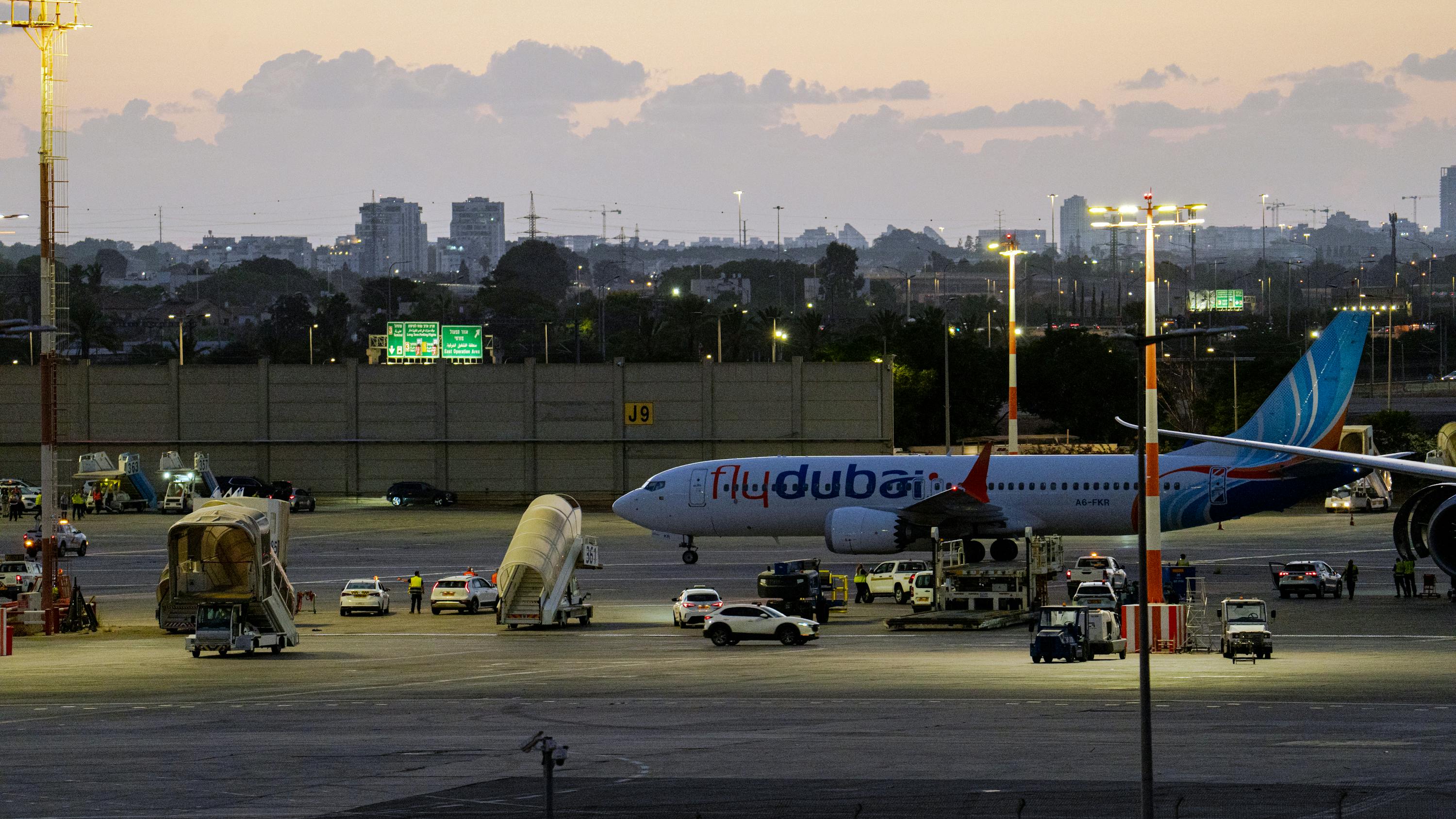 A plane carrying passengers from an earlier FlyDubai flight that was diverted to Saudi Arabia arrives at Ben Gurion Airport on Wednesday, Sept. 30, 2026, in Tzafria, Israel.