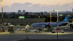 A plane carrying passengers from an earlier FlyDubai flight that was diverted to Saudi Arabia arrives at Ben Gurion Airport on Wednesday, Sept. 30, 2026, in Tzafria, Israel.