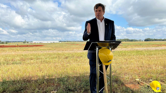 U.S. Rep. Dale Strong speaks about securing $2 million in funding for the Huntsville International Airport expansion project.