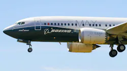 A Boeing 737 MAX-7 lands at Boeing Field in Seattle after a test flight on June 29, 2020.