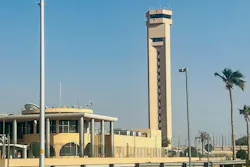 An air traffic control tower is seen at King Khalid International Airport in Riyadh, Saudi Arabia, on Sept. 19, 2026.