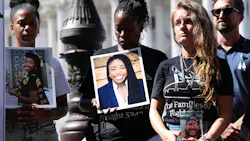 Members of the families of victims of flight 5342 killed in the 2025 DCA midair collision attend a news conference on airline safety at the U.S. Capitol on Sept. 15, 2026, in Washington, D.C.