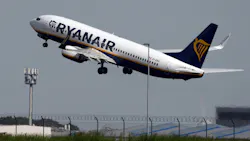 A Boeing 737 of the airline Ryanair takes off from Berlin Brandenburg Airport (BER) 'Willy Brandt'