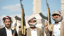 Armed rebels of the Iran-backed Houthi militia take part in a demonstration against the USA and Israel and solidarity with Palestinians people at Gaza Strip. (Osamah Yahya/dpa/TNS)