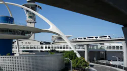 The LAX Automated People Mover, also known as SkyLink, at the Los Angeles International Airport on Oct. 18, 2026, in Los Angeles. Following multiple delays, the people mover is targeted to open around Jan. 6, 2027.