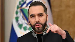 El Salvador's President Nayib Bukele speaks during a news conference at the Presidential Palace in San Salvador on Oct. 16, 2026.