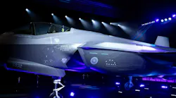 A F-35 Lightning II jet, the first to be given to Finland, is seen during a ceremony on Tuesday, Dec. 16, 2025, at the Lockheed Martin production in Fort Worth.