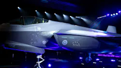 A F-35 Lightning II jet, the first to be given to Finland, is seen during a ceremony on Tuesday, Dec. 16, 2025, at the Lockheed Martin production in Fort Worth.